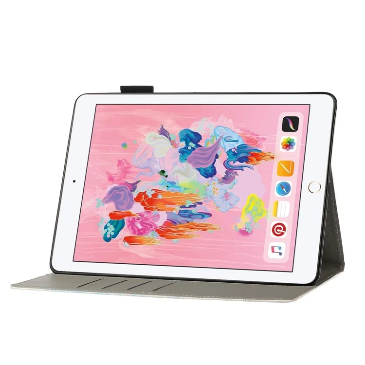 Custodia in pelle con stand e stampa a motivi per iPad 9.7-inch (2018)/(2017)/iPad Pro 9.7 inch (2016)/iPad Air/Air 2 - Cielo Blu