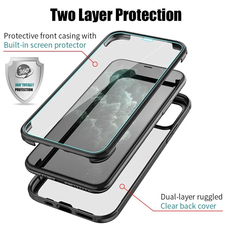 Double Sided Tempered Glass + TPU Hybrid Case for iPhone 11 Pro 5.8 inch - Black