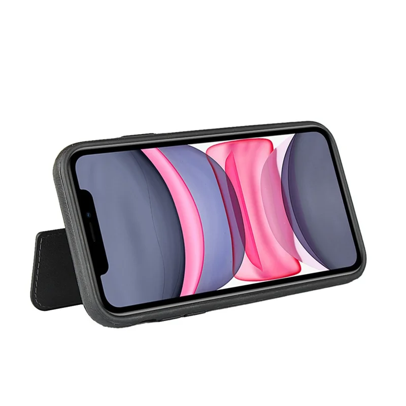 PU Leather + PC Covering with Card Holders for iPhone 11 6.1 inch - Black