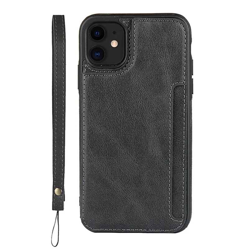 PU Leather + PC Covering with Card Holders for iPhone 11 6.1 inch - Black