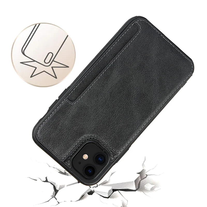 PU Leather + PC Covering with Card Holders for iPhone 11 6.1 inch - Black