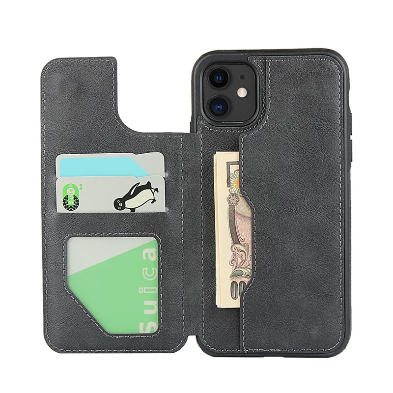 PU Leather + PC Covering with Card Holders for iPhone 11 6.1 inch - Black