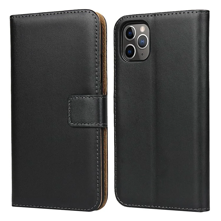 Para iPhone 11 Pro de 5,8 pulgadas Funda de teléfono de Cuero Genuino + PC Cartera Soporte Protección Completa Folio Flip Cubierta Protectora