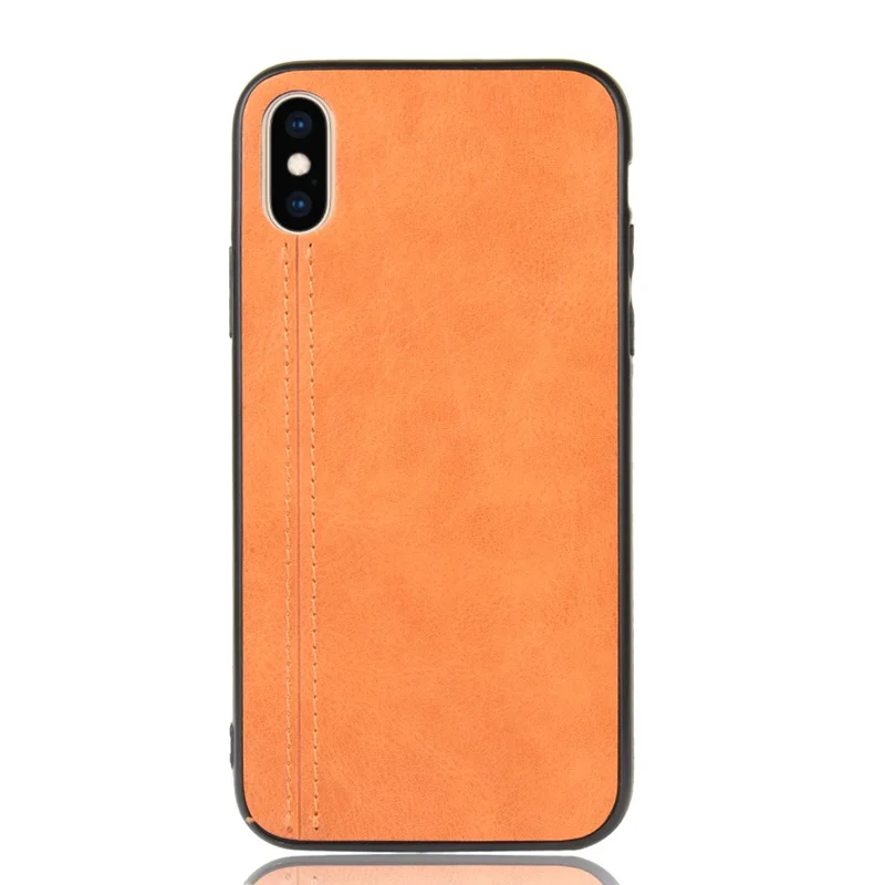 Leather Coated PC + TPU Hybrid Phone Shell Cover for iPhone XS / X 5.8-inch - Yellow