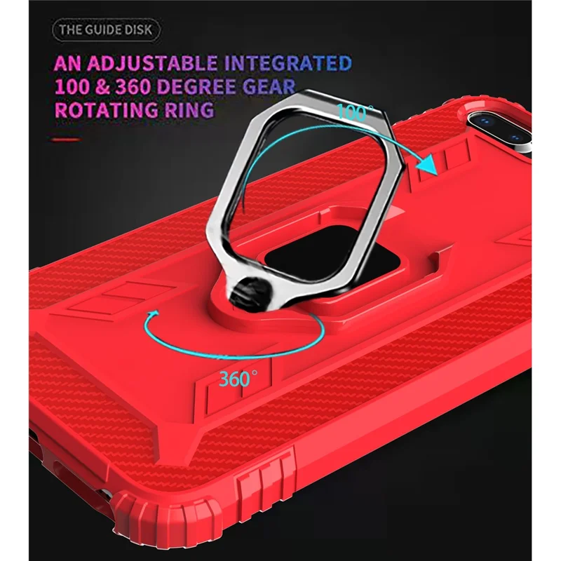 Finger Ring Kickstand Protective TPU Cover [Built-in Magnetic Metal Sheet] for iPhone 7 Plus/8 Plus 5.5 inch - Red