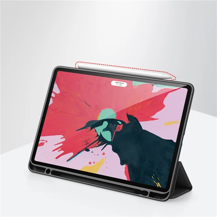 DUX DUCIS DOMO Series PU Leather TPU Back Tri-fold Stand Auto Sleep / Wake Tablet Cover with Pen Holder for iPad Pro 11 (2022) / (2021) / (2020) - Чёрный