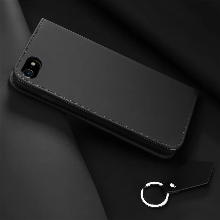 DUX DUCIS Wish Series for iPhone SE (2020)/(2022) Wallet Stand Genuine Leather Cover (CNAS/CMA Certified) - Black