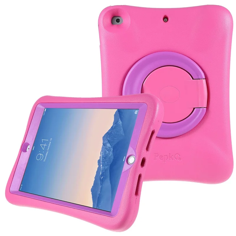 PEPKOO Shock-proof 360° Swivel Kickstand EVA Tablet Case for iPad 10.2 (2020)/(2019) - Pink