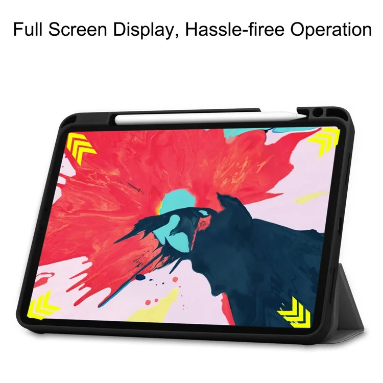 Schmale Lünette Anti-drop-tri-fold-ständer Leder Tablet Stylish Hülle Mit Stiftschlitz Für Ipad Air (2020)/luft (2022) / Pro 11-zoll (2020) /(2018) - Grau