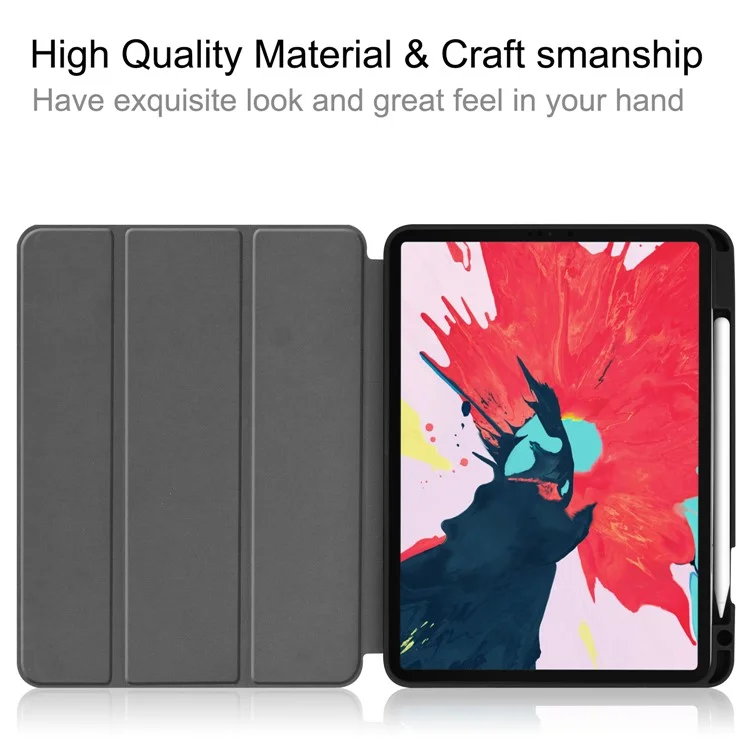 Schmale Lünette Anti-drop-tri-fold-ständer Leder Tablet Stylish Hülle Mit Stiftschlitz Für Ipad Air (2020)/luft (2022) / Pro 11-zoll (2020) /(2018) - Grau