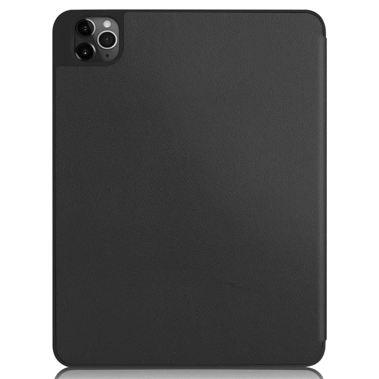 Pied de bureau à 3 volets en cuir PU avec support en TPU doux, réveil / veille automatique et support pour crayon pour iPad Pro 12,9 (2022) / (2021) / (2020) / (2018) - Noir