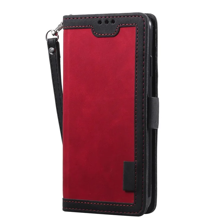 Vintage Style Stand De Portefeuille Cas De Protection En Cuir Pour IPhone X / XS 5,8 Pouces - Rouge