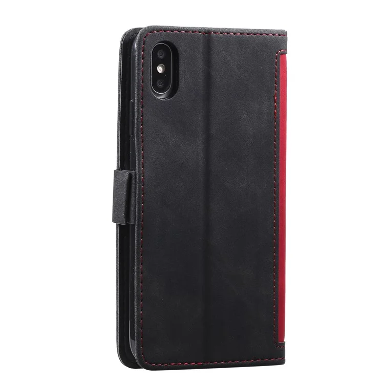 Vintage Splicing Style Wallet Stand Leather Protective Case for iPhone X/XS 5.8 inch - Red