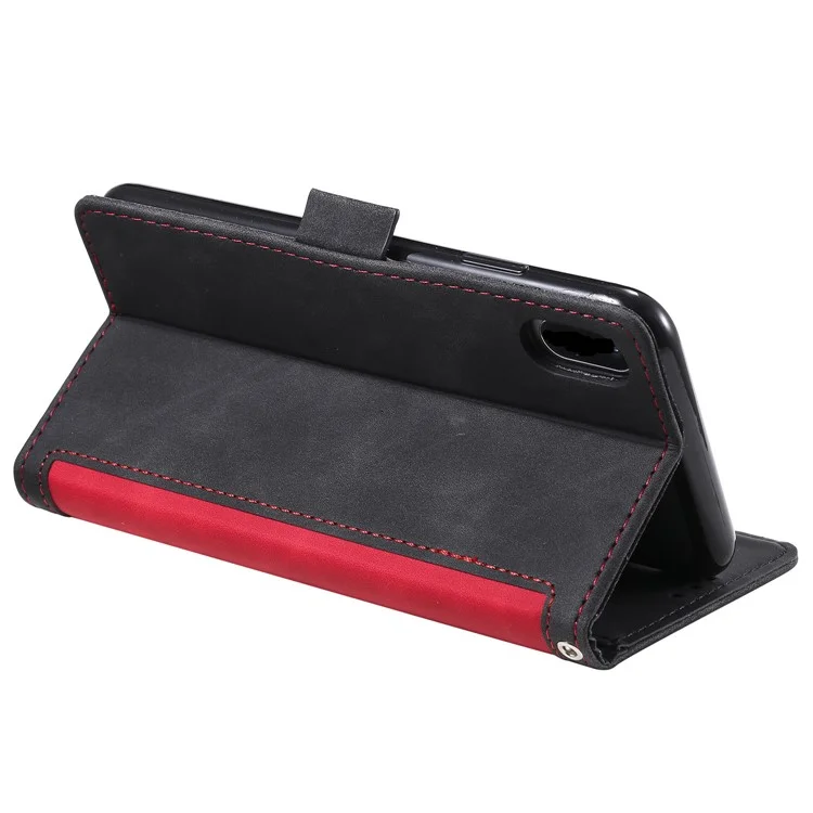 Portefeuille de Style D'épissage Vintage Étui en Cuir Pour Iphone XR 6,1 Pouces - Rouge