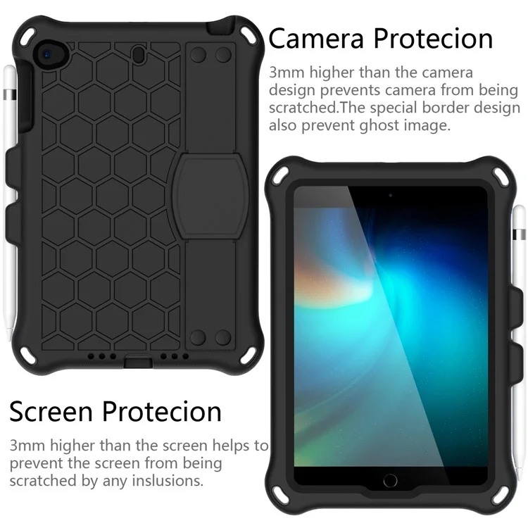 Texture en Nid D'abeille Eva Tablet Hybrid Case Pour Apple Ipad Mini (2019) 7,9 Pouces / Mini 4 / Mini 3 / Mini 2 / Ipad Mini - le Noir