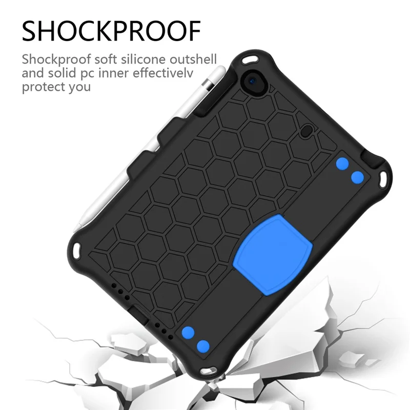 Honeycomb Texture EVA Tablet Hybrid Case with Shoulder Strap for Apple iPad Mini (2019) 7.9 inch/Mini 4/Mini 3/Mini 2/iPad Mini - Black/Blue