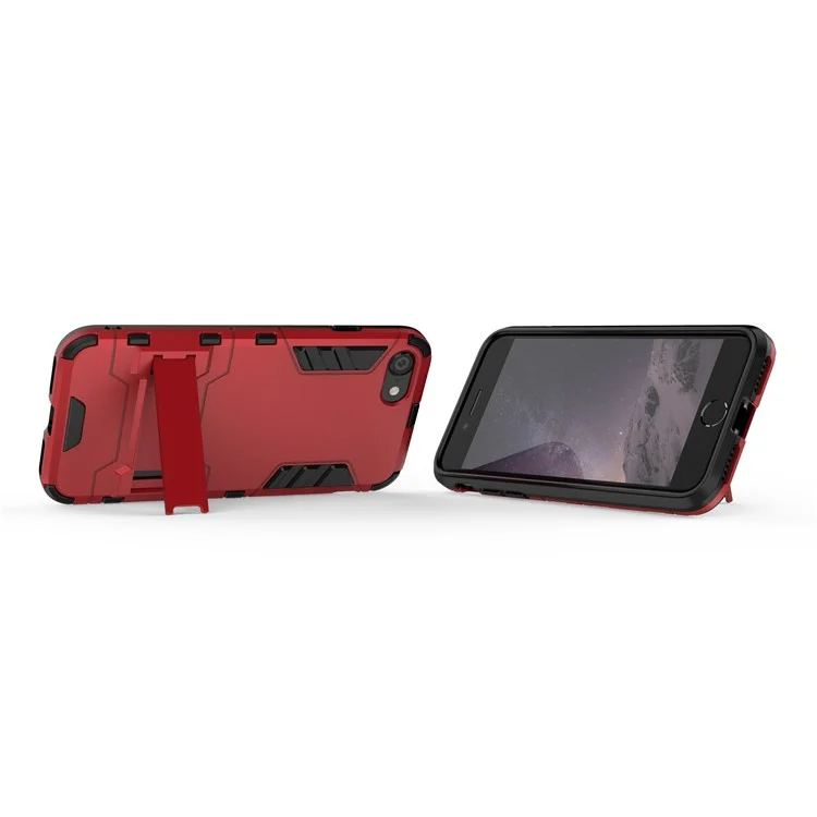 Plastic + TPU Hybrid Phone Case with Kickstand for Apple iPhone 8/7/iPhone SE (2022)/SE (2020) - Red
