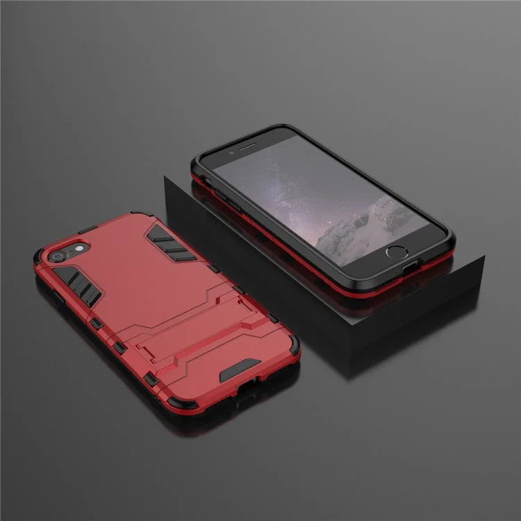 Plastic + TPU Hybrid Phone Case with Kickstand for Apple iPhone 8/7/iPhone SE (2022)/SE (2020) - Red