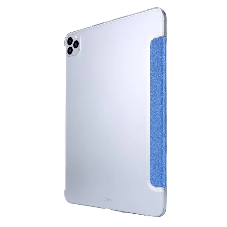 Textura de Seda Tri Dobrável PU PU Chelha de Combleto de Combato Para Ipad Pro de 12.9 Polegras (2020) /(2018) - Céu Azul