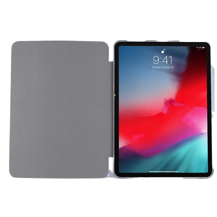 Silk Texture Tri-fold Stand PU Leather Flip Tablet Shell for iPad Pro 12.9 (2022) / (2021) / (2020) / (2018) - Sky Blue