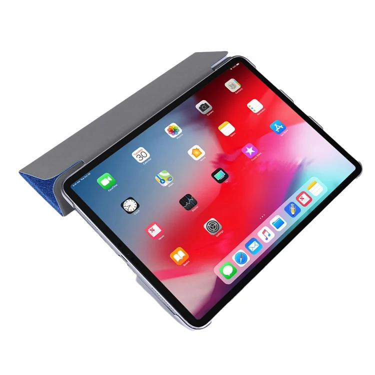 Seiden Textur Dreifacher Stand PU Leder Flip Tablet Shell Für Ipad Pro 12,9 Zoll (2020) /(2018) - Himmelblau