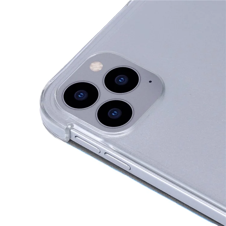 Seiden Textur Dreifacher Stand PU Leder Flip Tablet Shell Für Ipad Pro 12,9 Zoll (2020) /(2018) - Himmelblau