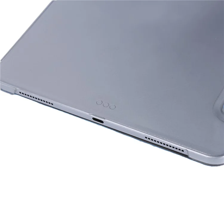 Seiden Textur Dreifacher Stand PU Leder Flip Tablet Shell Für Ipad Pro 12,9 Zoll (2020) /(2018) - Himmelblau