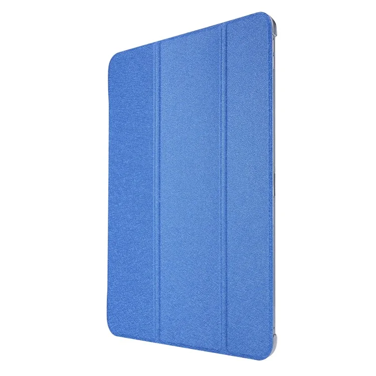 Silk Texture Tri-fold Stand PU Leather Flip Tablet Shell for iPad Pro 12.9 (2022) / (2021) / (2020) / (2018) - Sky Blue