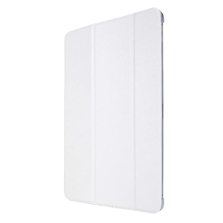 Custodia Tablet in Pelle PU con Texture Seta a Tre Ante per iPad Air 13 (2024) / Pro 12.9 (2022) / (2021) / (2020) / (2018) - Bianco