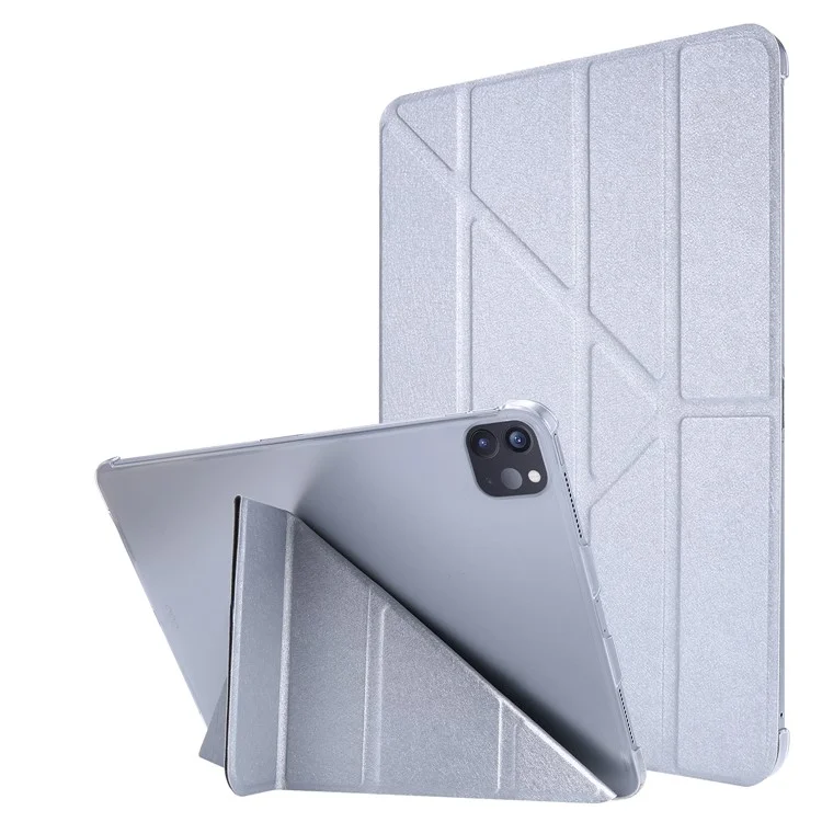 Capa de couro com textura de seda para iPad Air 11 (2024) / Air (2022) / (2020) / Pro 11 polegadas (2020) / (2018) / (2022) / (2021) - Prata