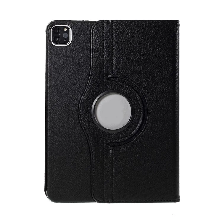 Étui en cuir de peau de litchi avec support rotatif à 360 degrés pour iPad Pro 12,9 (2022) (2021) (2020) (2018) - Noir