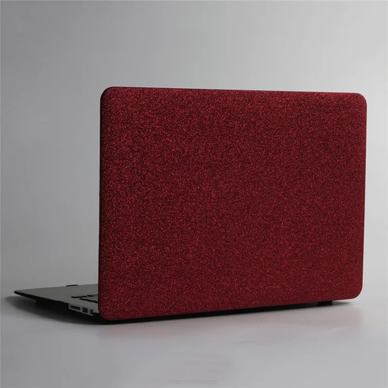 Glittery Surface Matte PU Leather Laptop Case for MacBook Air 13.3" Retina Display A2179 (2020)/ 13.3 inch (2018) A1932 - Wine Red