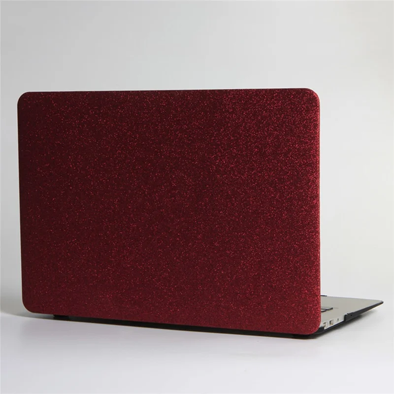 Glittery Surface Matte PU Leather Laptop Case for MacBook Air 13.3" Retina Display A2179 (2020)/ 13.3 inch (2018) A1932 - Wine Red
