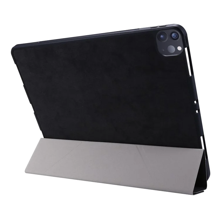 Estilo Retro Origami Soporte De Cuero Inteligente Tablet Funda Para IPad Pro 12.9-Inch (2020) - Negro