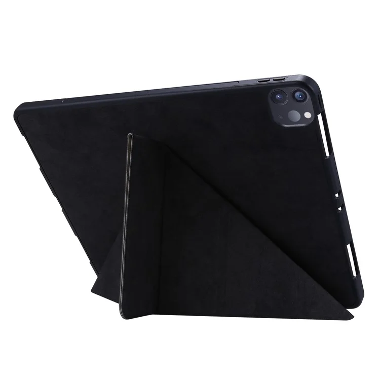 Estilo Retro Origami Soporte De Cuero Inteligente Tablet Funda Para IPad Pro 12.9-Inch (2020) - Negro