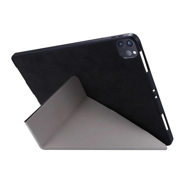 Retro Style Origami Smart Leather Stand Tablet Case for iPad Pro 12.9 (2022) (2021) (2020) - Black