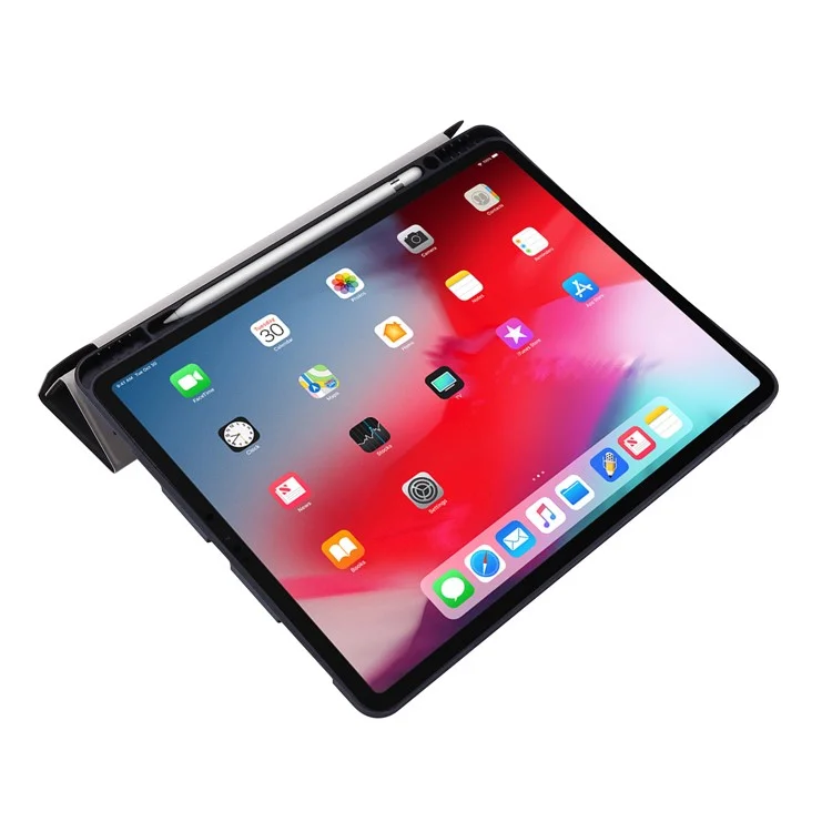 Estilo Retro Origami Smart Stand Carrinho Capa Para Ipad Pro 12.9-Inch (2020) - Preto