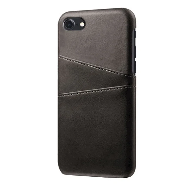 KSQ for iPhone 8/7/SE (2020)/SE (2022) 4.7 inch PU Leather Coated PC Case with Dual Card Slots - Black