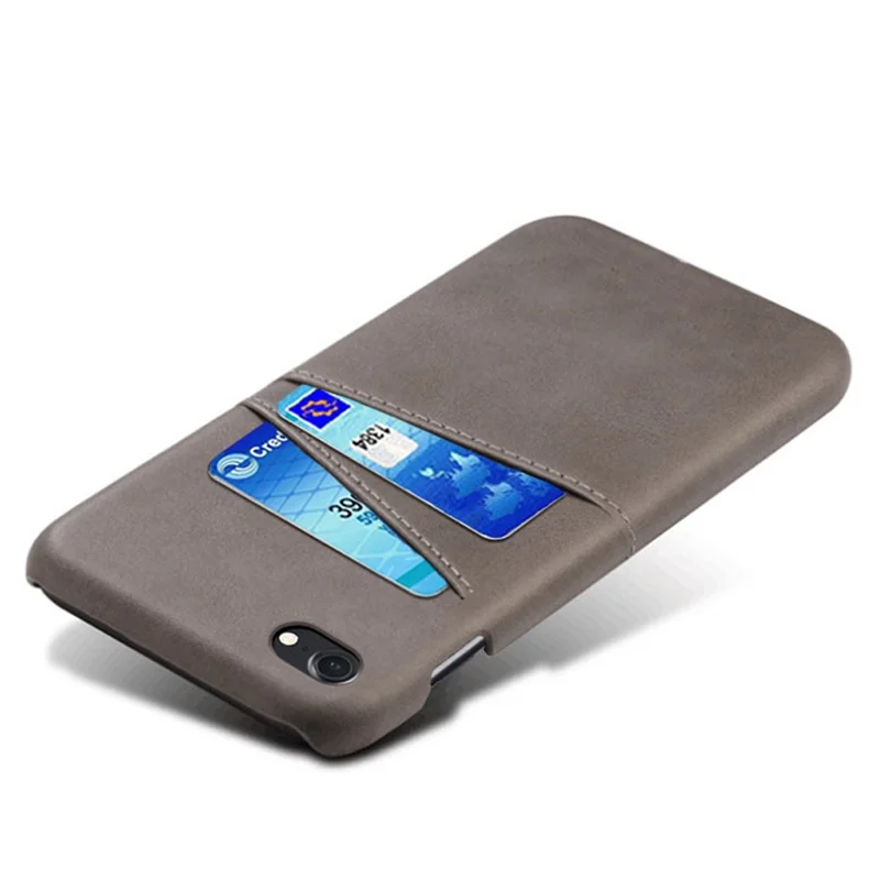 KSQ for iPhone 8/7/SE (2020)/SE (2022) 4.7 inch PU Leather Coated PC Case with Dual Card Slots - Grey