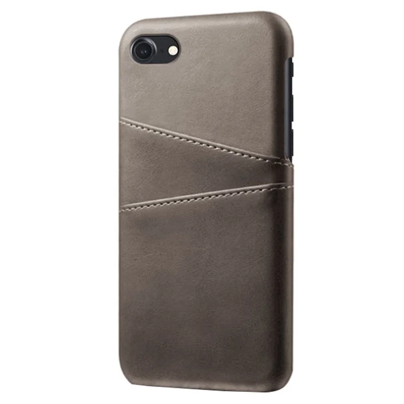 KSQ for iPhone 8/7/SE (2020)/SE (2022) 4.7 inch PU Leather Coated PC Case with Dual Card Slots - Grey