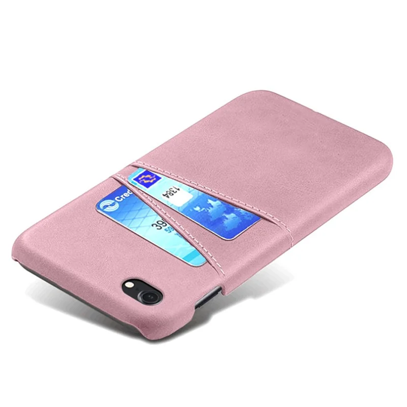 KSQ pour iPhone 8/7/SE (2020)SE /(2022) 4,7 pouces Étui en PC enduit de cuir PU avec double fente pour cartes - Or rose