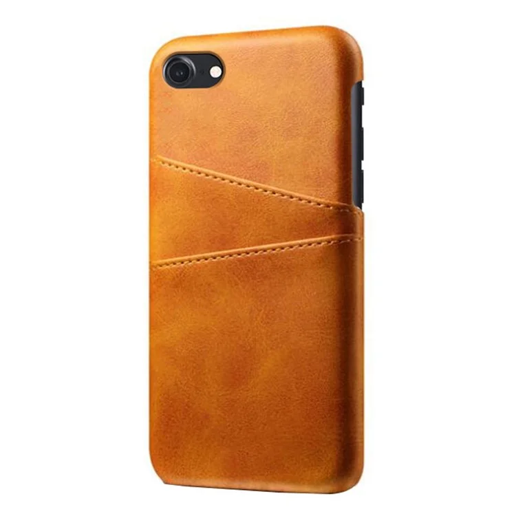 KSQ für iPhone 8/7/SE (2020)/SE (2022) 4,7 Zoll PU-Leder beschichtetes PC-Gehäuse mit doppelten Kartenschlitzen - Orange