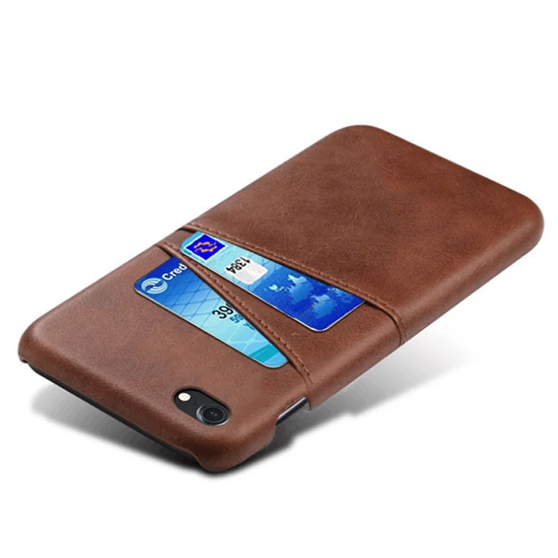 KSQ for iPhone 8/7/SE (2020)/SE (2022) 4.7 inch PU Leather Coated PC Case with Dual Card Slots - Brown