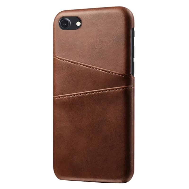 KSQ for iPhone 8/7/SE (2020)/SE (2022) 4.7 inch PU Leather Coated PC Case with Dual Card Slots - Brown