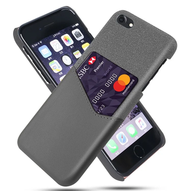 KSQ Card Holder Cloth + PU Leather Coated PC Back Cover for iPhone SE (2020)/SE (2022)/7/8 4.7 inch - Grey