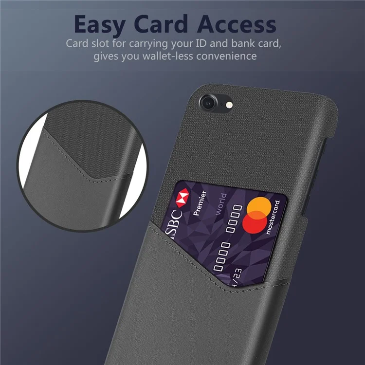 KSQ Card Holder Cloth + PU Leather Coated PC Back Cover for iPhone SE (2020)/SE (2022)/7/8 4.7 inch - Grey