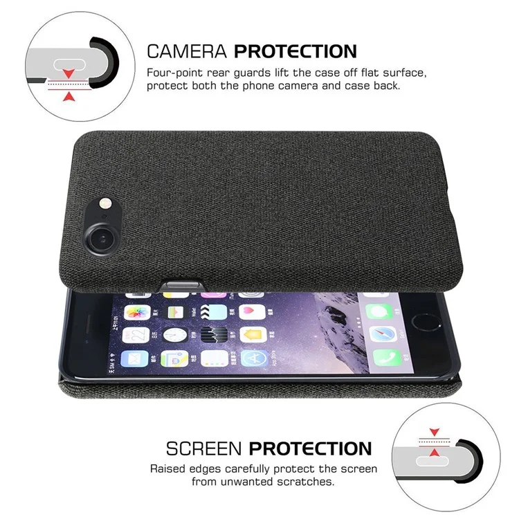 KSQ Cloth Texture Hard Plastic Case for iPhone SE (2020)/SE (2022)/7/8 4.7 inch - Black