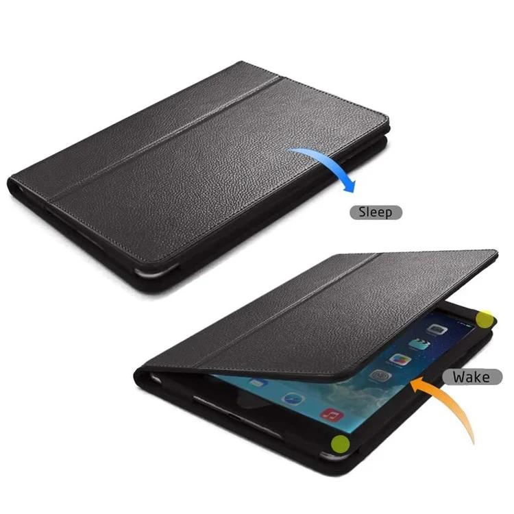 Litchi Surface Flip Stand Leather Tablet Cover for iPad Pro 12.9 (2022) (2021) (2020) - Black