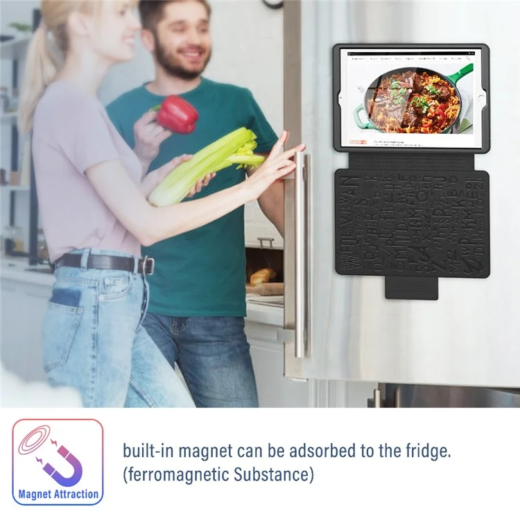 Para iPad 10.2 (2020)/(2019) Suporte Multiângulo Porta-cartão de Couro Capa de Tablet com Fecho Magnético e Slot para Stylus - Preto