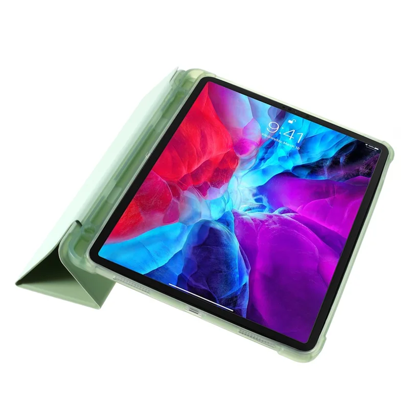 Tri-fold Stand Smart Leather Tablet Case with Pen Slot for iPad Pro 11-inch (2021)(2020)(2022) - Light Green